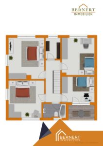 Grundriss visualisiert Obergeschoss