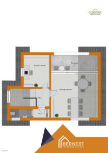 Grundriss visualisiert Gebäude 1 OG